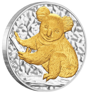 2009 $1 Australian Koala 1oz Silver Gilded Coin