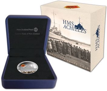 NZ 2014 $1 HMS Achilles 1oz Silver Proof Coin
