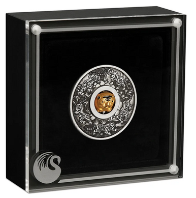 2022 $1 Tiger Rotating Charm 1oz Silver Antique Coin