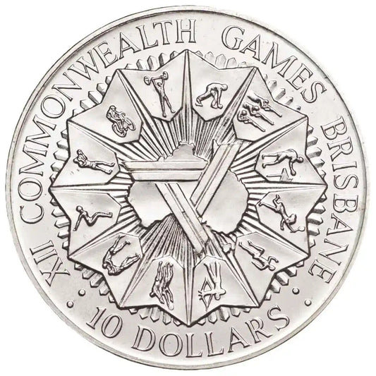 1982 $10 XII Commonwealth Games Brisbane Silver Uncirculated Coin