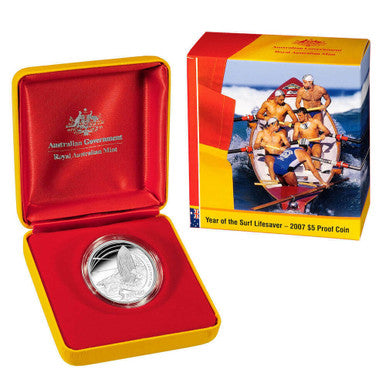 2007 $5 Year of The Surf Lifesaver Silver Proof Coin