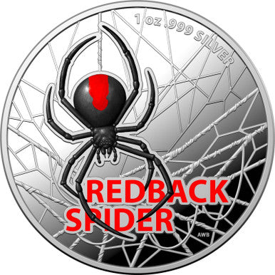 2021 $5 Australian Red Back Spider 1oz Silver Coloured Proof Coin