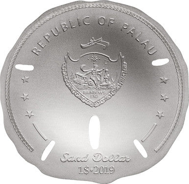 Palau 2019 1$ Sand Dollar 1oz Silver Silk Coin with Chest