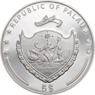 Palau 2021 5$ Hand of Hamsa 1oz Silver Coloured Proof Coin