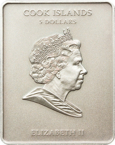 Cook Islands 2010 $5 Sculptures of The World Michelangelo David Silver Antiqued Coin