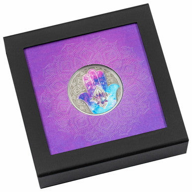 Palau 2021 5$ Hand of Hamsa 1oz Silver Coloured Proof Coin