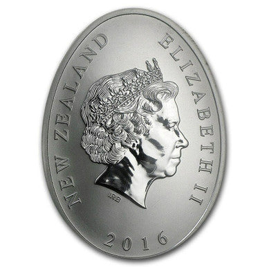 NZ 2016 $1 Great Spotted Kiwi 1oz Silver Coloured Egg Shaped Proof Coin