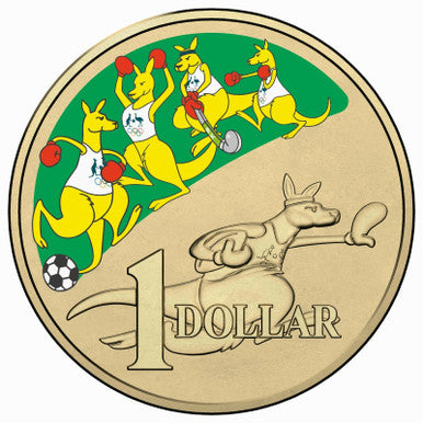 2016 $1 Mob of Boxing Kangaroos Melissa Breen Coloured Uncirculated Coin