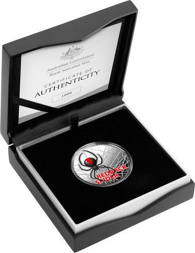 2021 $5 Australian Red Back Spider 1oz Silver Coloured Proof Coin