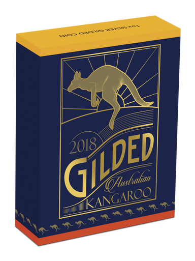 2018 $1 Australian Kangaroo 1oz Silver Gilded Coin