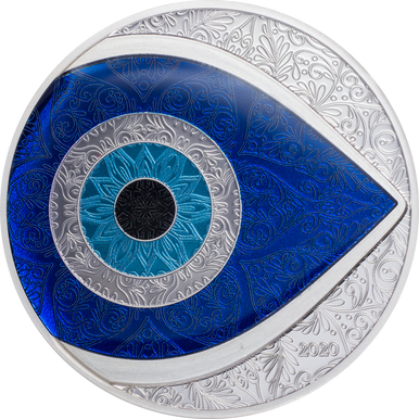 Palau 2020 5$ Evil Eye 1oz Silver Coloured Proof Coin