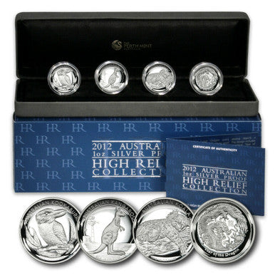 2012 Australian 1oz Silver High Relief Proof 4 Coin Collection