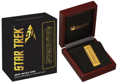 2016 Star Trek 50th Anniversary Deep Space Nine Latinum Slip 1oz Silver Gold Plated Bar