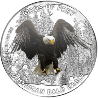 Niue 2013 $2 Birds of Prey American Bald Eagle 1oz Silver Proof Coloured Coin