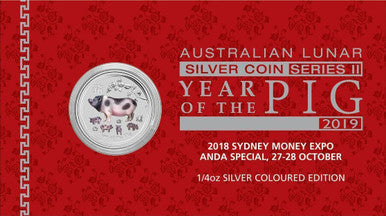 2019 25c ANDA Sydney Lunar Year of The Pig 1/4oz Silver Coloured Coin