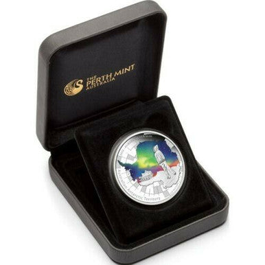 2013 $1 Australian Antarctic Territory Aurora Australis 1oz Silver Coloured Proof Coin