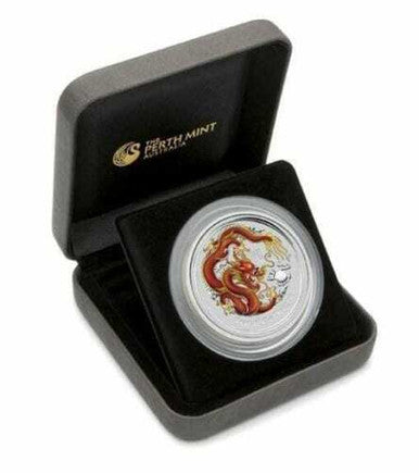 2012 $2 ANDA Perth Show Lunar Year of The Dragon 2oz Silver Coloured Proof Coin