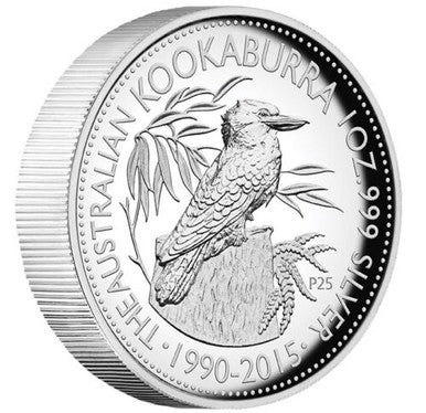 2015 $1 25th Anniversary Australian Kookaburra 1oz Silver High Relief Proof Coin