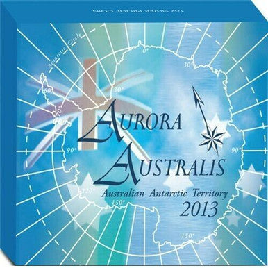 2013 $1 Australian Antarctic Territory Aurora Australis 1oz Silver Coloured Proof Coin