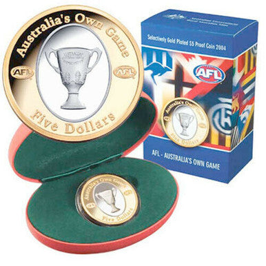 2004 $5 AFL Australia's Own Game Selectively Gold Plated Proof Coin