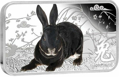 Cook Islands 2011 $1 Lunar Calendar Year of The Rabbit 1oz Silver Coloured Proof Rectangle Shaped 4 Coin Set