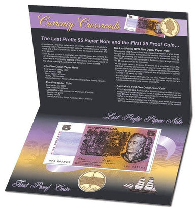 1988 $5 Last Prefix Note First Coin Premium Pack