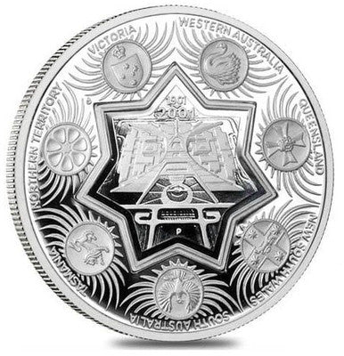 2001 $1 Centenary of Federation Holey Dollar & Dump 1oz Silver Proof Coin