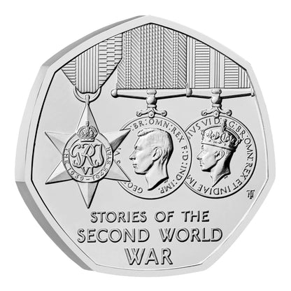 UK 2025 50p Stories of The Second World War Uncirculated Coin