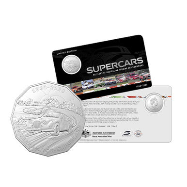 2020 50c 60 Years of Australian Supercars Coloured Uncirculated 9 Coin Set