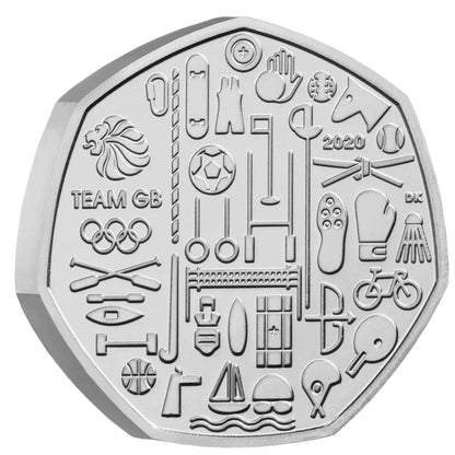 UK 2020 50p Team GB Tokyo 2020 Olympics Held In 2021 Uncirculated Coin