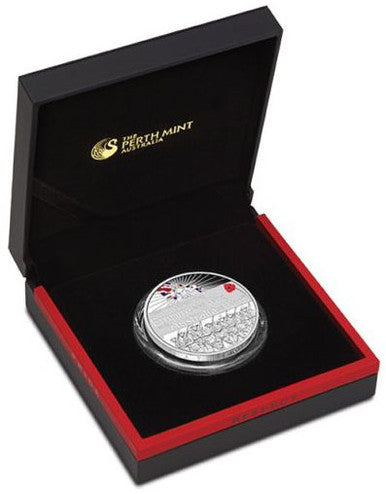 2014 $1 The ANZAC Spirit 100th Anniversary Empire At War 1oz Silver Coloured Proof Coin