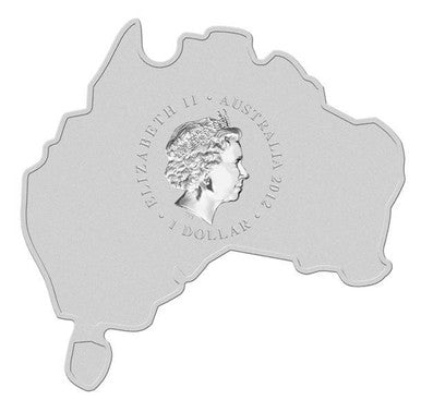 2012 $1 Australian Map Shaped Emu 1oz Silver Coin