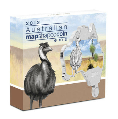 2012 $1 Australian Map Shaped Emu 1oz Silver Coin