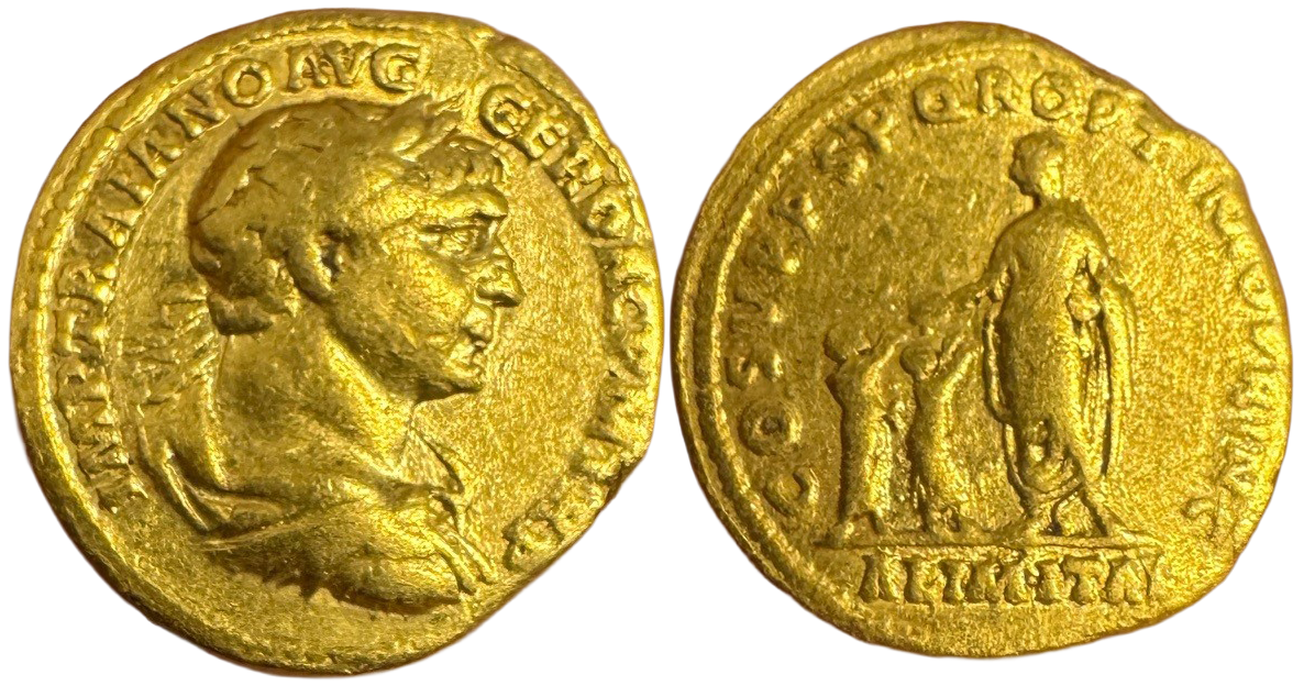 Roman Empire, Trajan 98-117AD Gold Aureus gFine