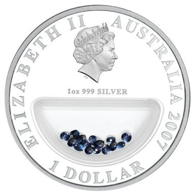 2007 $1 Treasures of Australia Sapphires 1oz Silver Proof Coin