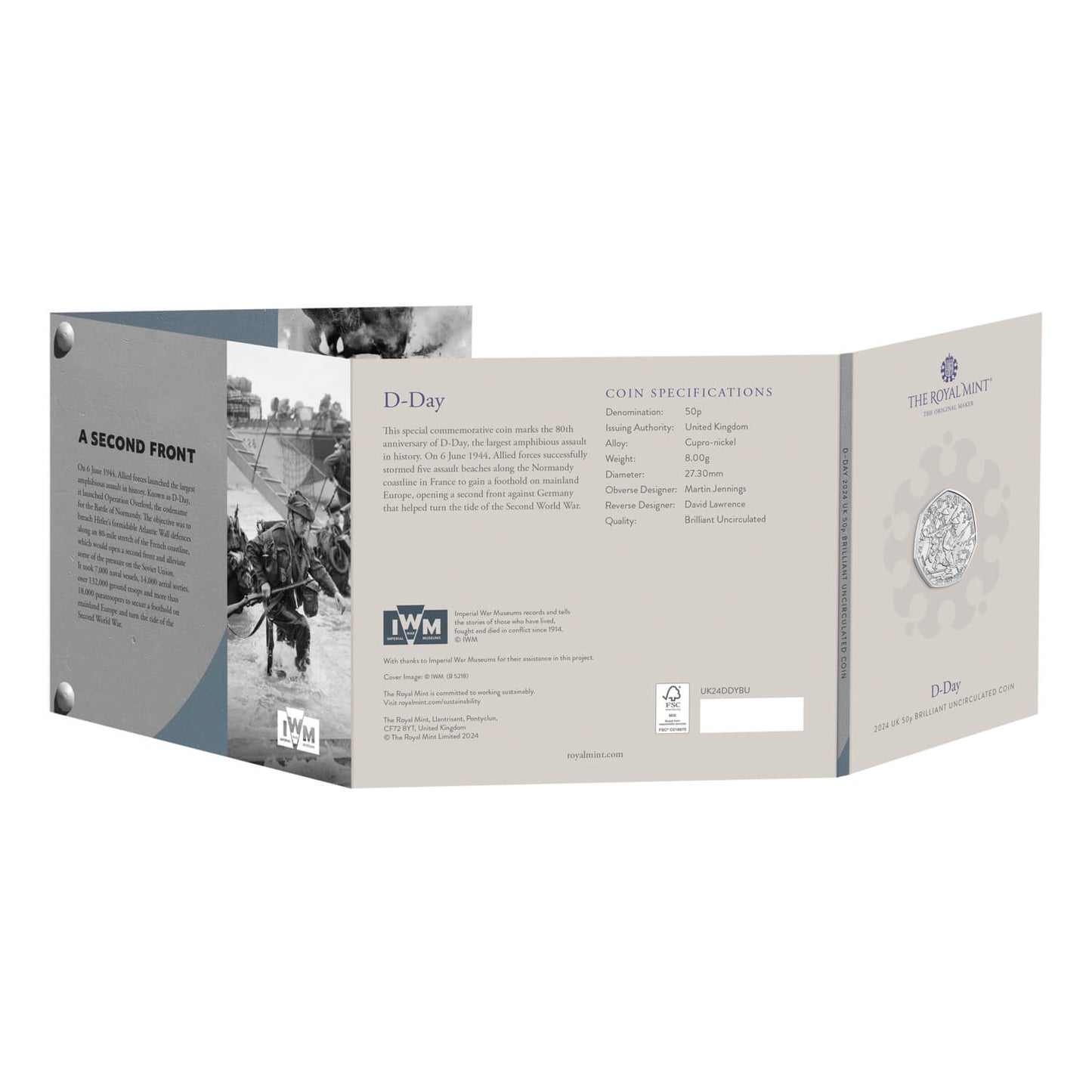 UK 2024 50p D-Day Uncirculated Coin