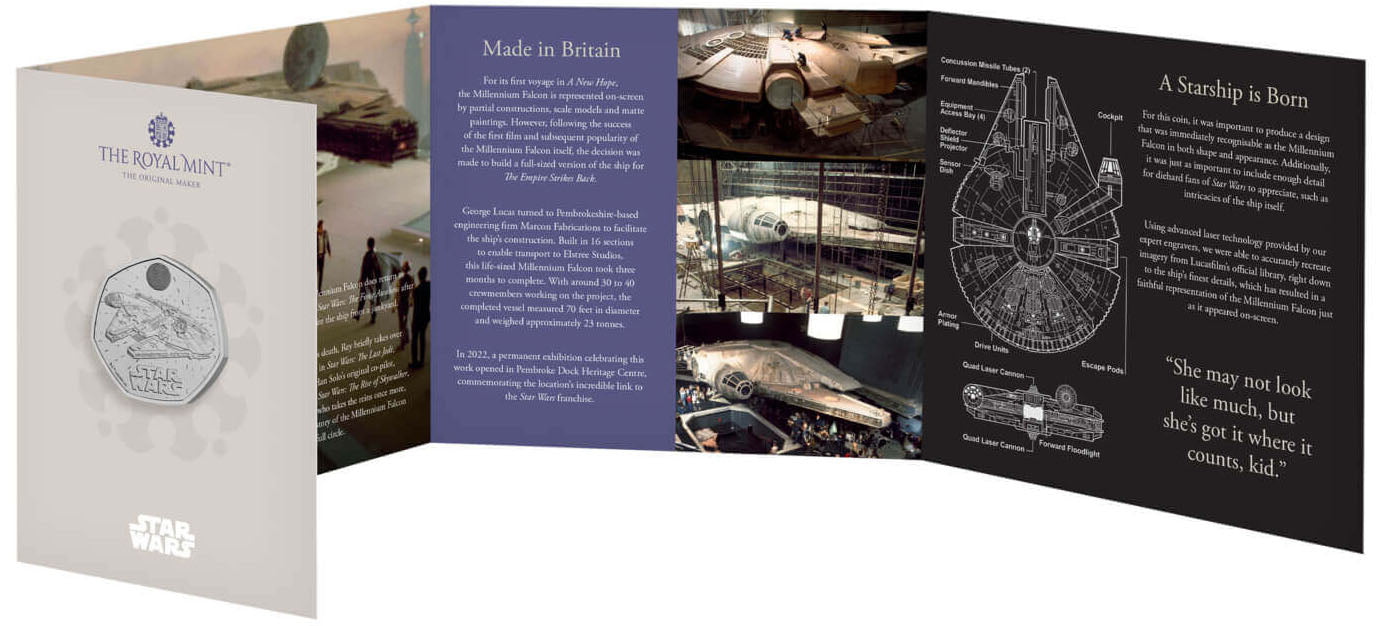UK 2024 50p Star Wars Millennium Falcon Uncirculated Coin