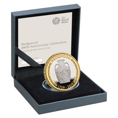 UK 2019 £2 Wedgwood 260th Anniversary Celebration Selectively Gold Plated Silver Proof Coin