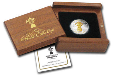 NZ 2011 $1 Webb Ellis Cup Selectively Gold Plated 1oz Silver Proof Coin