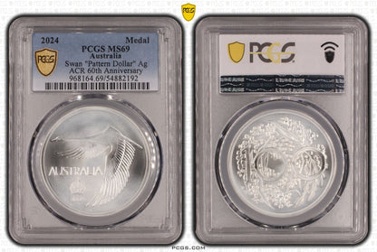 2024 Swan Commemorative Pattern Crown Silver Uncirculated Coin PCGS MS69